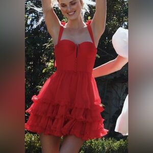 Red Adeirlina corset style mini dress size Small NEW